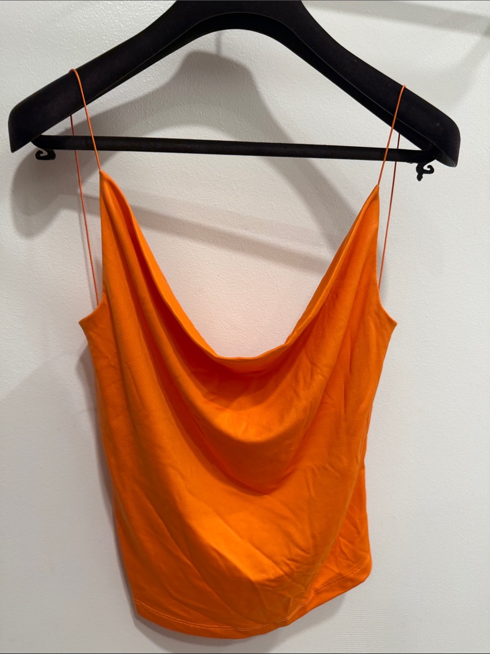 Vintage 90s Necessary Objects Bright Orange Cowl Neck Satin Camisole